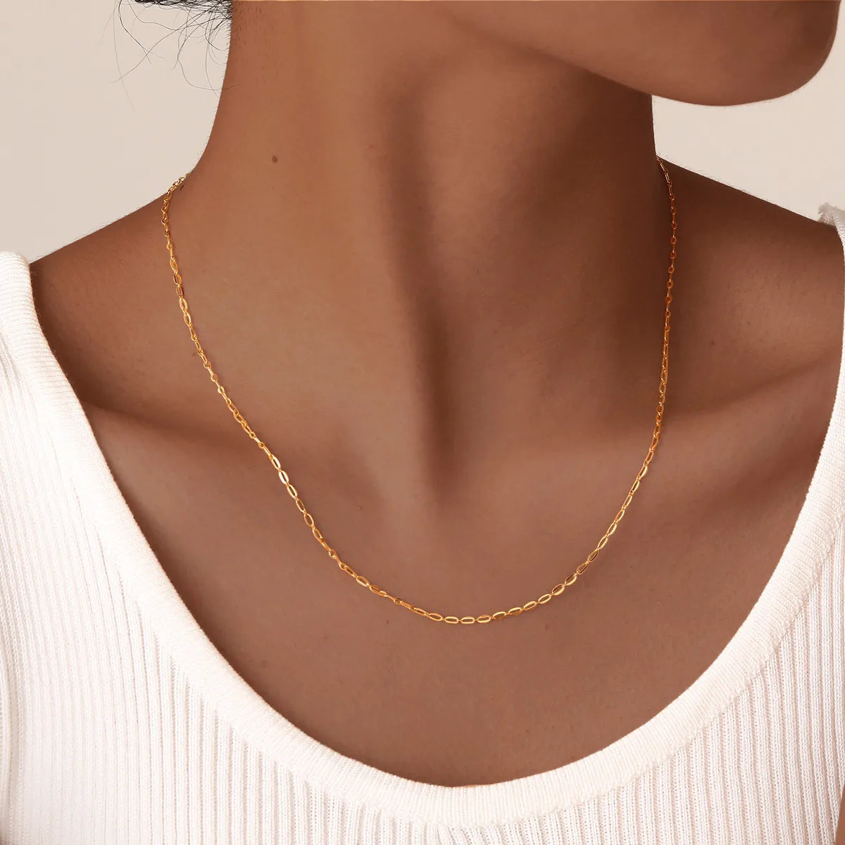 Wholesale Jewelry IG Style Solid Color 201 Stainless Steel 18K Gold Plated Necklace