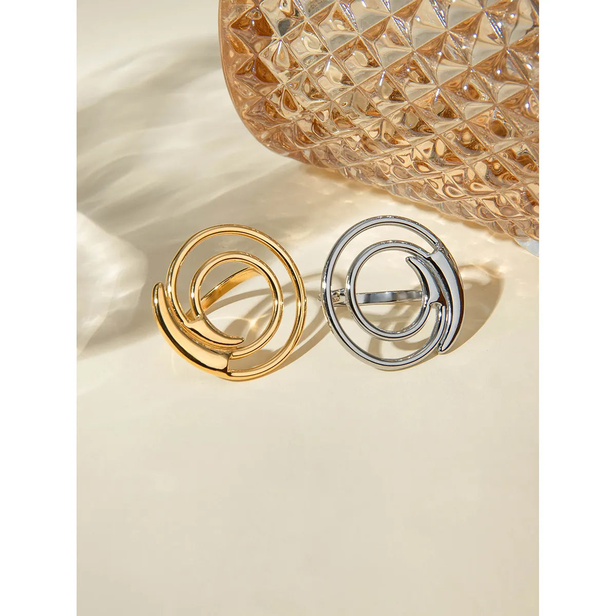 Wholesale Jewelry IG Style Spiral 304 Stainless Steel 18K Gold Plated Plating Rings