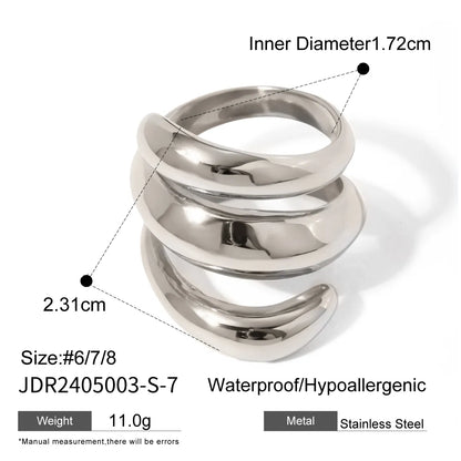 Wholesale Jewelry IG Style Spring Solid Color Lines 316 Stainless Steel  18K Gold Plated Rings