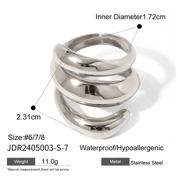 Wholesale Jewelry IG Style Spring Solid Color Lines 316 Stainless Steel  18K Gold Plated Rings