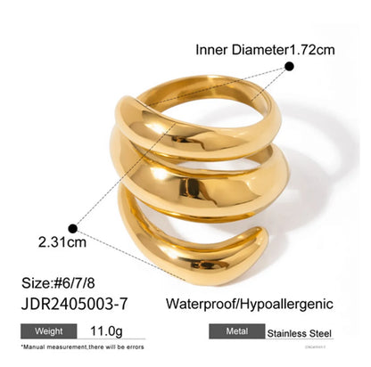 Wholesale Jewelry IG Style Spring Solid Color Lines 316 Stainless Steel  18K Gold Plated Rings