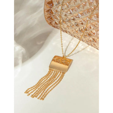 Wholesale Jewelry IG Style Square Tassel 304 Stainless Steel 18K Gold Plated Pendant Necklace