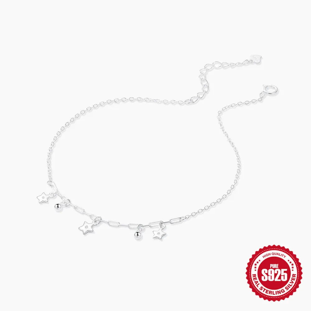 Wholesale Jewelry IG Style Star Sterling Silver Anklet