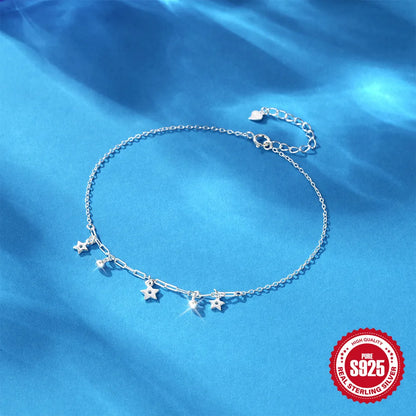 Wholesale Jewelry IG Style Star Sterling Silver Anklet