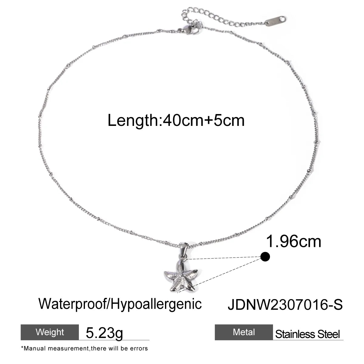 Wholesale Jewelry IG Style Starfish 304 Stainless Steel Plating Pendant Necklace