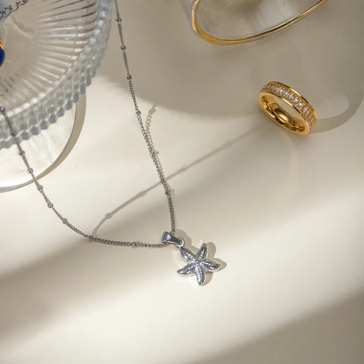 Wholesale Jewelry IG Style Starfish 304 Stainless Steel Plating Pendant Necklace