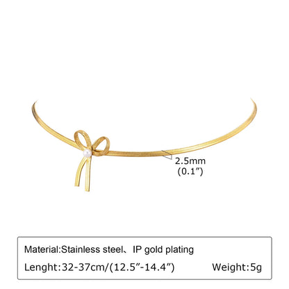 Wholesale Jewelry IG Style Sweet Bow Knot 201 Stainless Steel Artificial Pearls 18K Gold Plated Plating Necklace