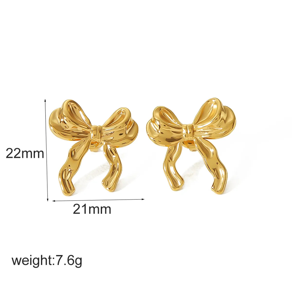 Wholesale Jewelry IG Style Sweet Bow Knot 304 Stainless Steel 18K Gold Plated Polishing Rings Earrings Necklace