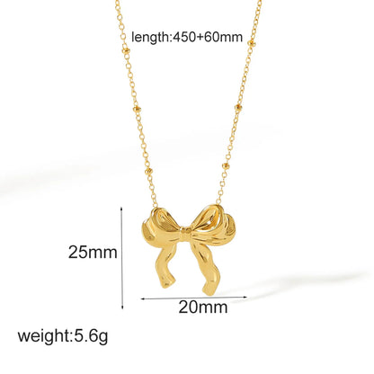 Wholesale Jewelry IG Style Sweet Bow Knot 304 Stainless Steel 18K Gold Plated Polishing Rings Earrings Necklace