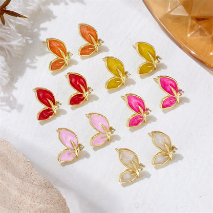 Wholesale Jewelry Ig Style Sweet Butterfly Alloy Rhinestones Enamel Inlay Ear Studs