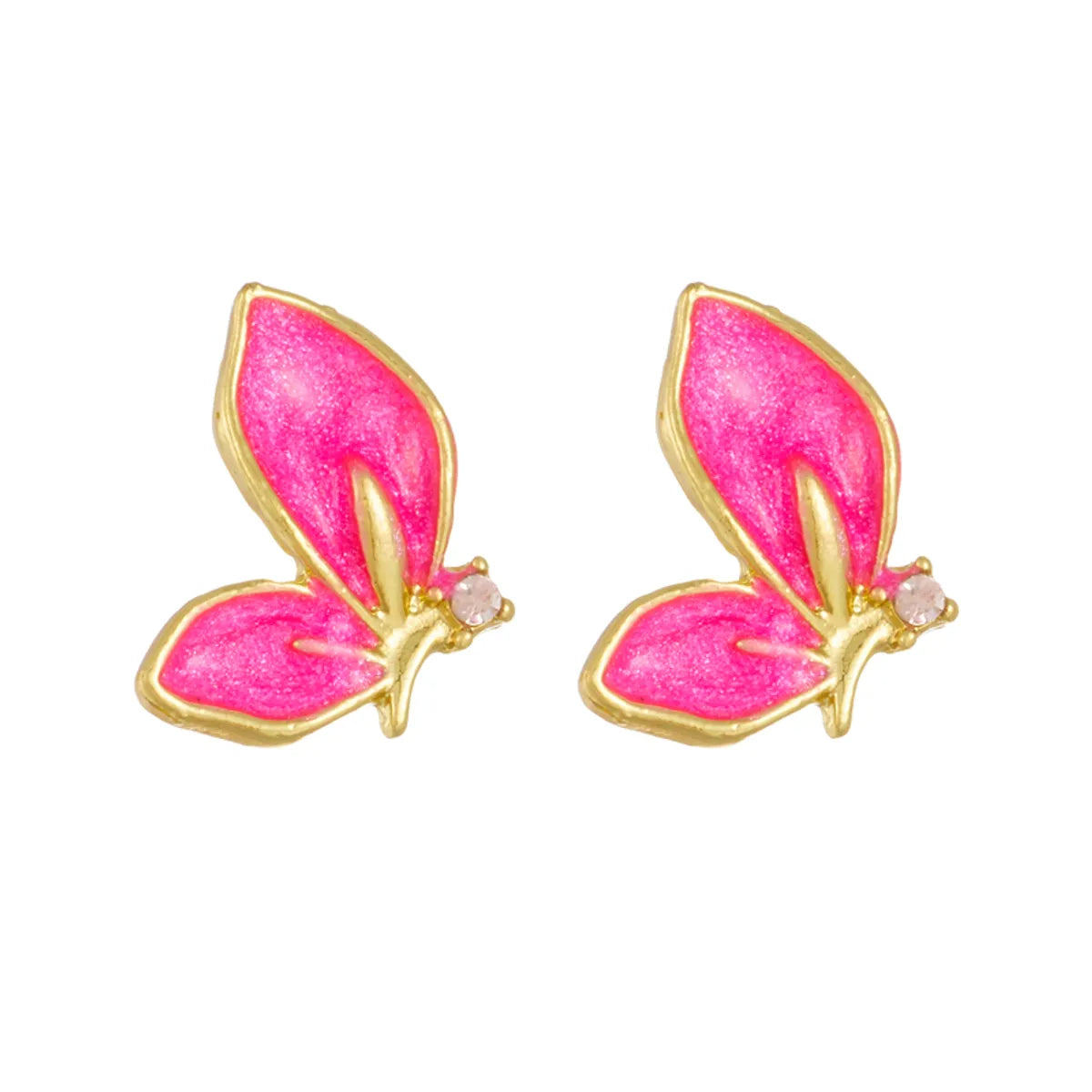 Wholesale Jewelry Ig Style Sweet Butterfly Alloy Rhinestones Enamel Inlay Ear Studs