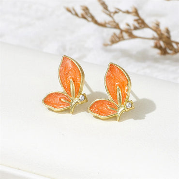 Wholesale Jewelry Ig Style Sweet Butterfly Alloy Rhinestones Enamel Inlay Ear Studs