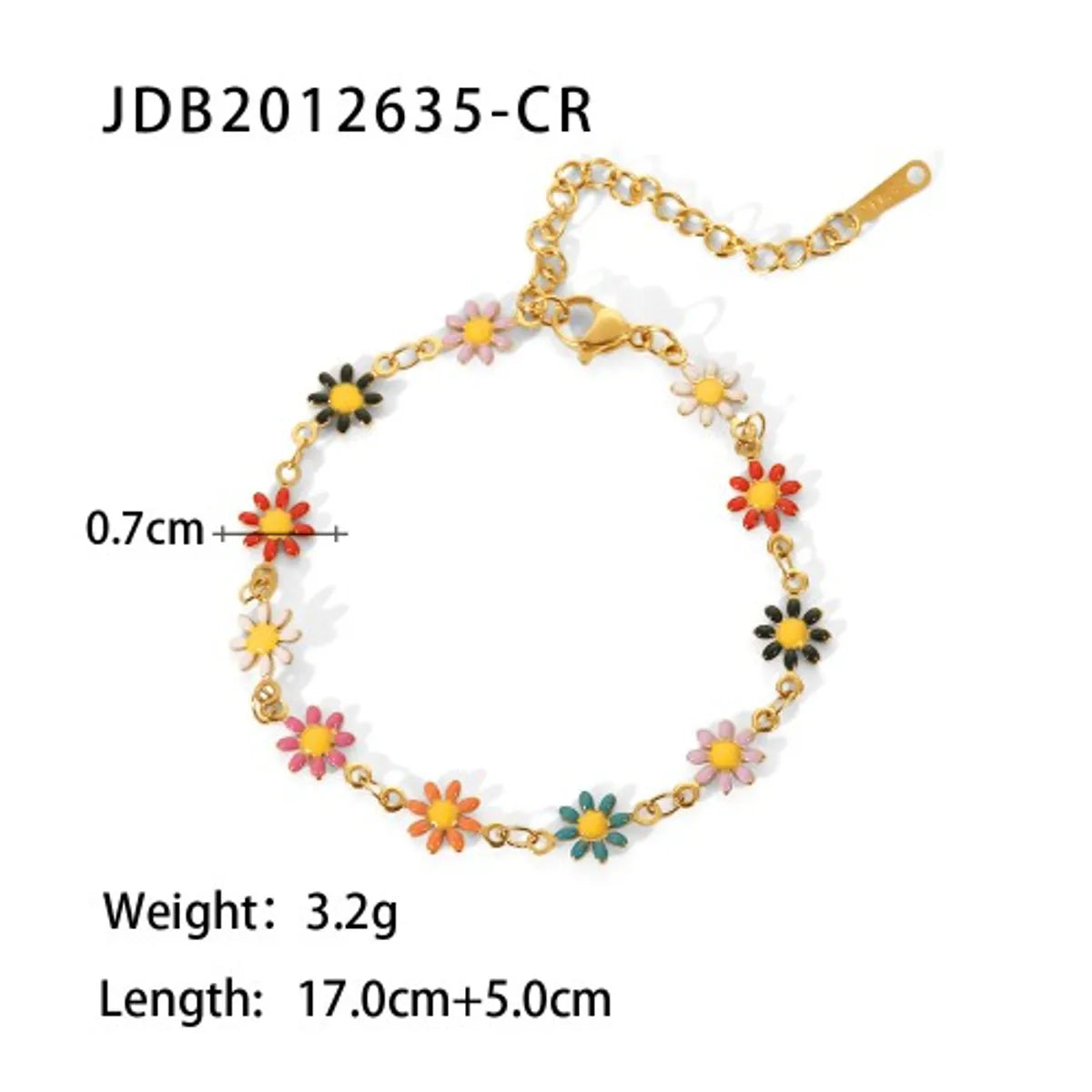 Wholesale Jewelry IG Style Sweet Daisy 304 Stainless Steel 18K Gold Plated Enamel Rings Earrings Necklace