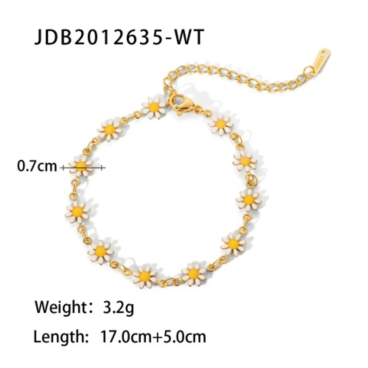 Wholesale Jewelry IG Style Sweet Daisy 304 Stainless Steel 18K Gold Plated Enamel Rings Earrings Necklace