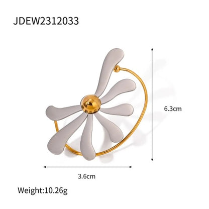 Wholesale Jewelry IG Style Sweet Daisy 304 Stainless Steel 18K Gold Plated Enamel Rings Earrings Necklace