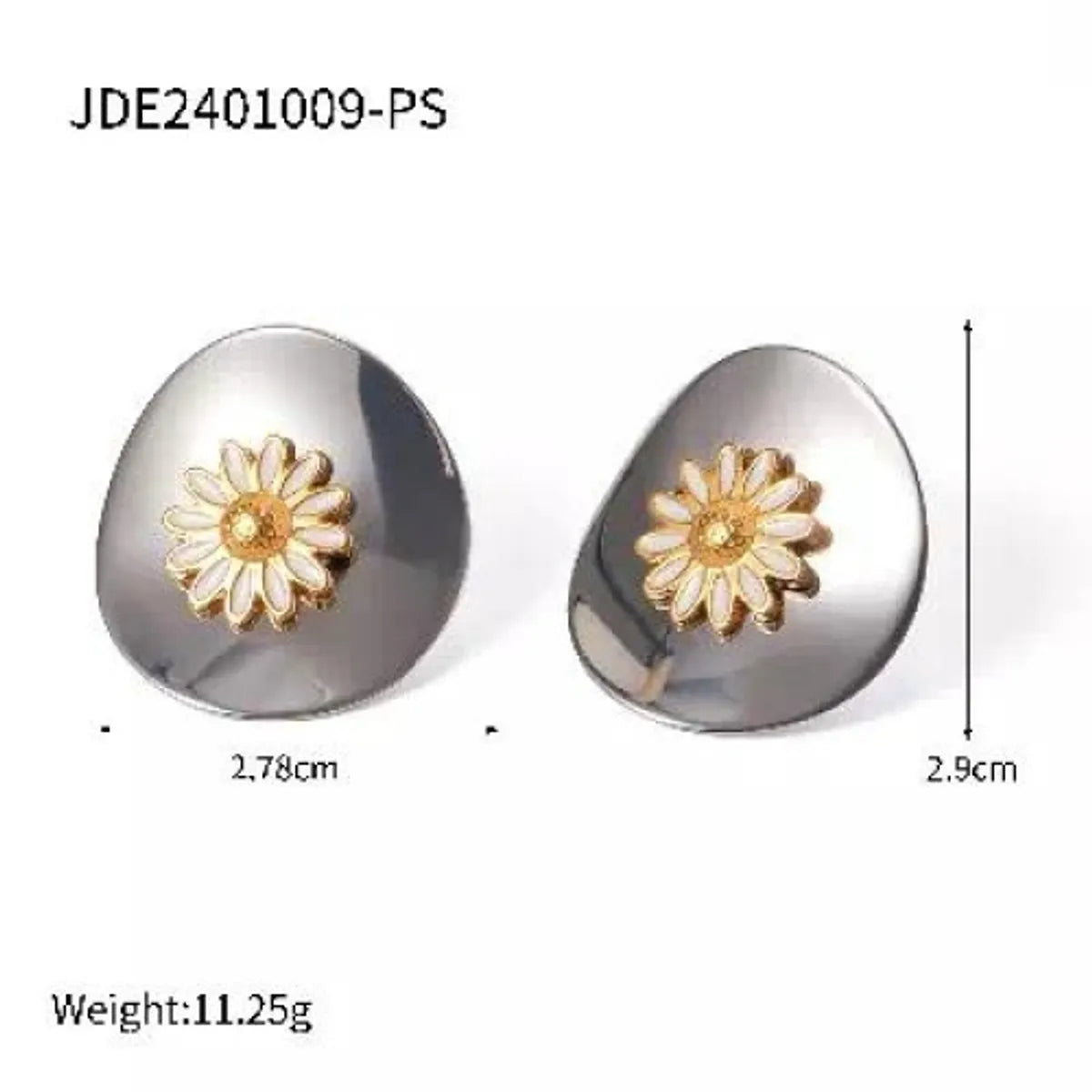 Wholesale Jewelry IG Style Sweet Daisy 304 Stainless Steel 18K Gold Plated Enamel Rings Earrings Necklace