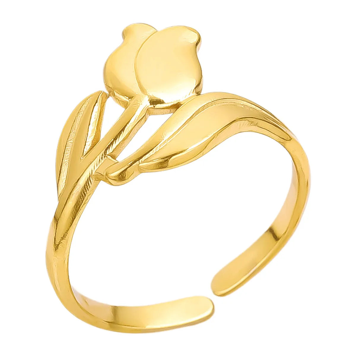 Wholesale Jewelry IG Style Sweet Flower 304 Stainless Steel 18K Gold Plated Polishing Open Rings