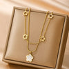 Wholesale Jewelry IG Style Sweet Flower Titanium Steel Plating Pendant Necklace