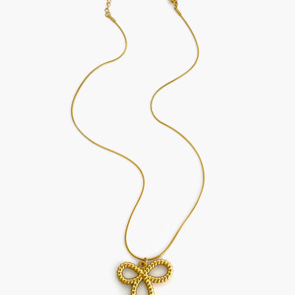 Wholesale Jewelry IG Style Sweet Simple Style Bow Knot 316L Stainless Steel  18K Gold Plated Pendant Necklace