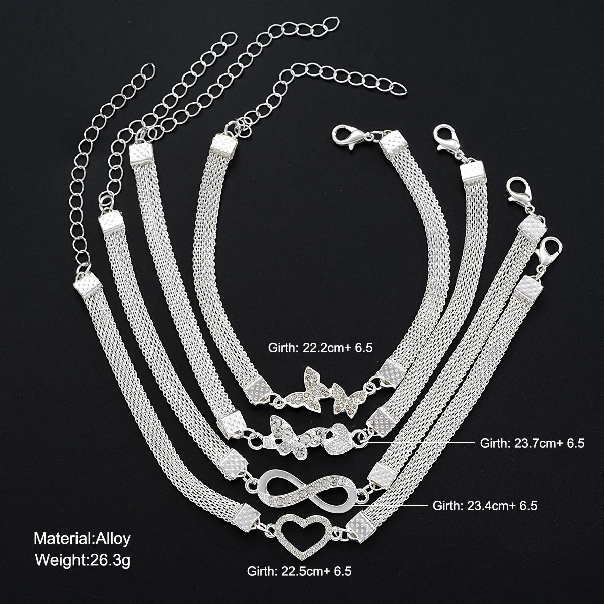 Wholesale Jewelry IG Style Vacation Classic Style Infinity Heart Shape Butterfly Alloy Anklet