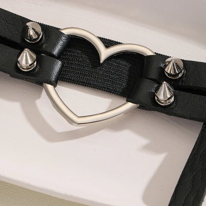 Wholesale Jewelry IG Style Y2K Cool Style Heart Shape Pu Leather Alloy Armband Arm Bracelet