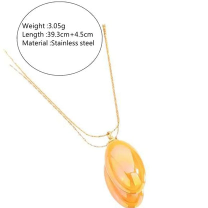 Wholesale Jewelry IG Style Y2K Oval 304 Stainless Steel Plastic 18K Gold Plated Plating Chain Inlay Pendant Necklace