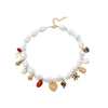 Wholesale Jewelry Imitation Pearl And Alloy Pendant Necklace With Heart Insect Leaves Geometric Pattern Electroplated