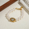 Wholesale Jewelry Imitation Pearl Brass U Shape Letter Number Text Style Seiko Women's Necklace And Bracelet Set