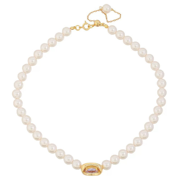 Wholesale Jewelry Imitation Pearl Brass U Shape Letter Number Text Style Seiko Women's Necklace And Bracelet Set