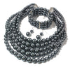 Wholesale Jewelry Imitation Pearl Geometric Style Beaded Threepiece Set With Snake Bone Chain And Baking Varnish Process