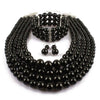Wholesale Jewelry Imitation Pearl Geometric Style Beaded Threepiece Set With Snake Bone Chain And Baking Varnish Process
