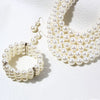 Wholesale Jewelry Imitation Pearl Geometric Style Beaded Threepiece Set With Snake Bone Chain And Baking Varnish Process