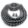 Wholesale Jewelry Imitation Pearl Geometric Style Beaded Threepiece Set With Snake Bone Chain And Baking Varnish Process
