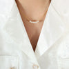 Wholesale Jewelry Imitation Pearl Round Beaded Pendant 316L Stainless Steel Gold Plated Square Chain Geometric Style