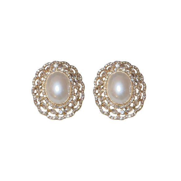Wholesale Jewelry Imitation Pearls Multilayer Diamond Stud Earrings And Necklace Set Geometric Highend Style Clavicle Chain