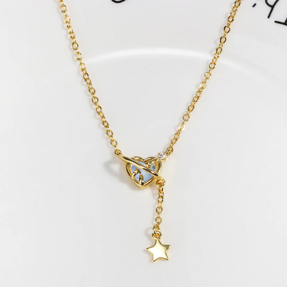 Wholesale Jewelry Ins Cold Style Light Luxury Star Tassel Love Moon Planet Copper Necklace With Zirconia And O Chain