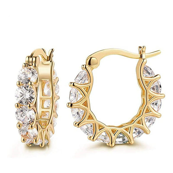 Wholesale Jewelry Ins Style Copper Zirconia Inlaid Geometric Ushaped Earrings For Women