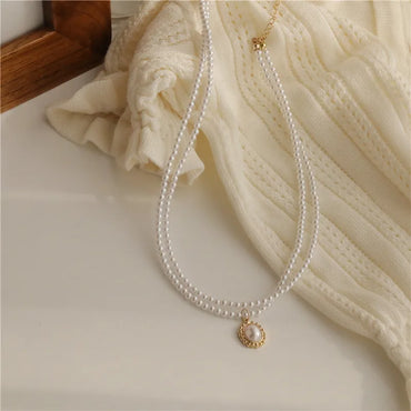 Wholesale Jewelry Ins Style Elegant Heart Shape Flower Bow Knot Imitation Pearl Alloy Necklace