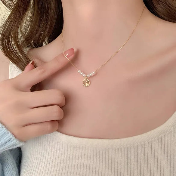 Wholesale Jewelry Ins Style Elegant Heart Shape Flower Bow Knot Imitation Pearl Alloy Necklace