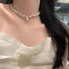 Wholesale Jewelry Ins Style Elegant Heart Shape Flower Bow Knot Imitation Pearl Alloy Necklace