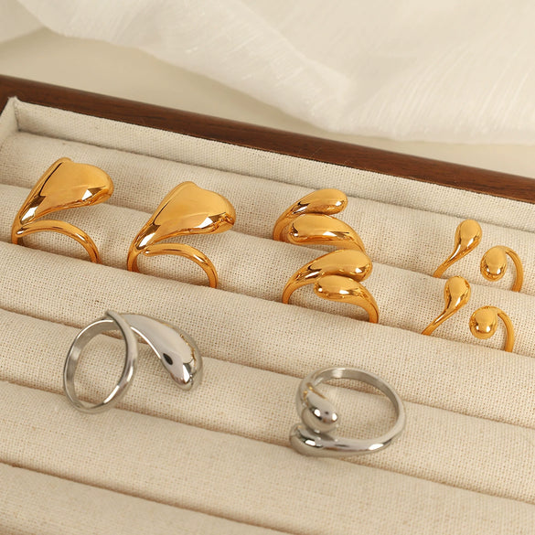 Wholesale Jewelry Ins Style Heart Shape 316L Stainless Steel Ring With Electroplating For Women