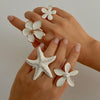 Wholesale Jewelry Ins Style Iron Dripping Oil Geometric Fivepetal Flower And Starfish Ring Electroplated