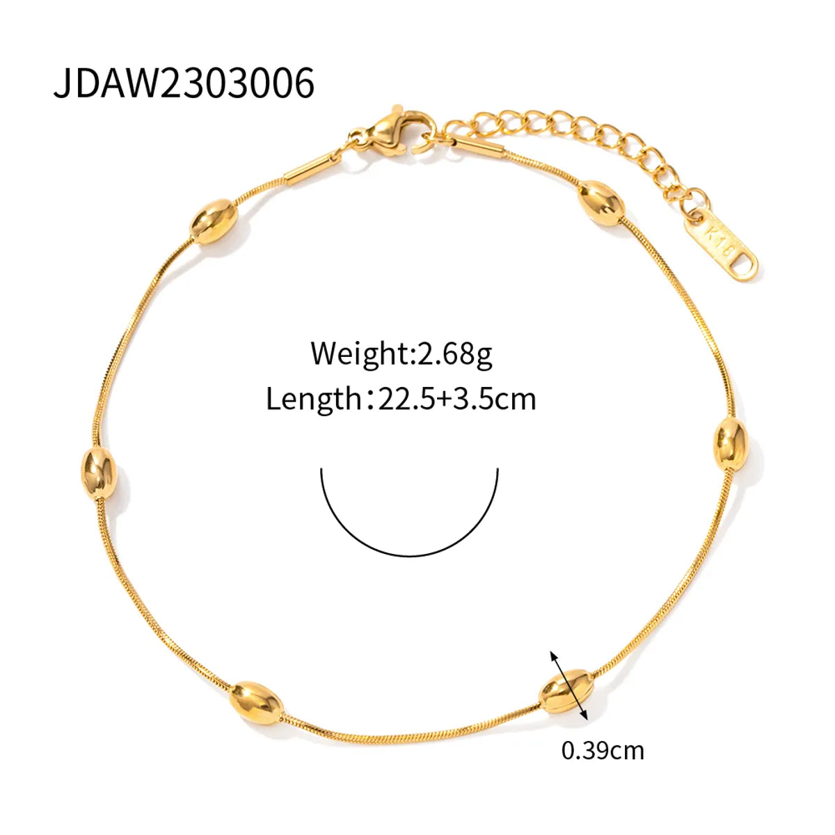 Wholesale Jewelry INS Style Simple Style Oval 304 Stainless Steel Plating Anklet