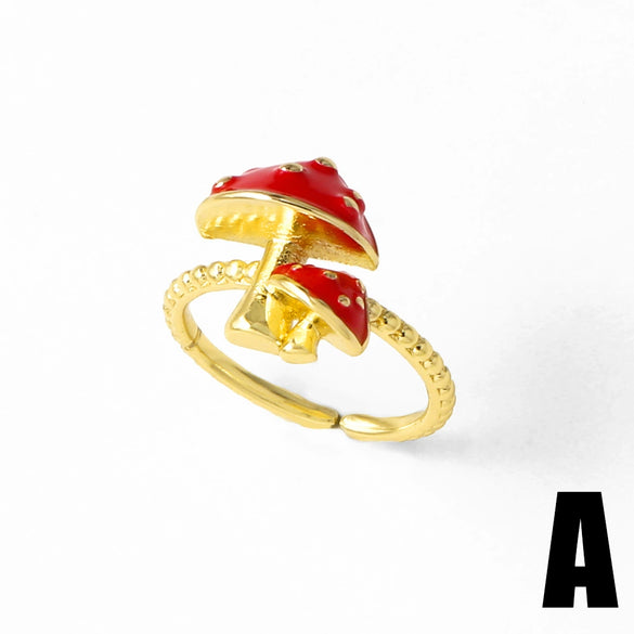 Wholesale Jewelry Insect Open Ring Copper 18K Gold Plated Electroplating For Women