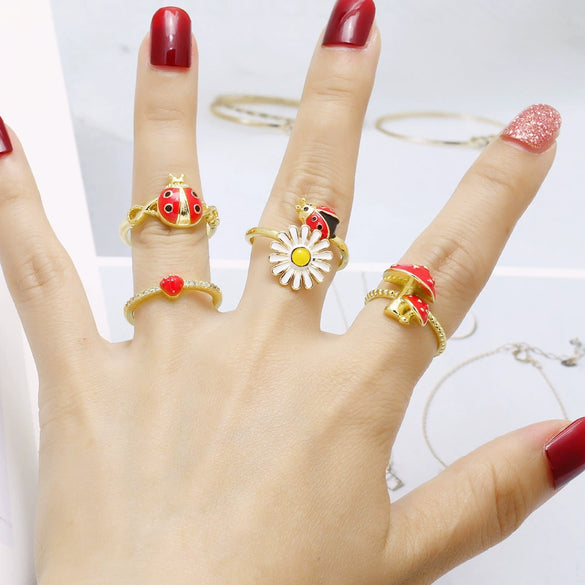 Wholesale Jewelry Insect Open Ring Copper 18K Gold Plated Electroplating For Women