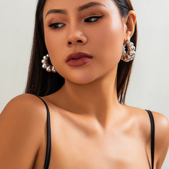 Wholesale Jewelry Iron Geometric Ushape Exaggerated Irregular Metal Earrings Electroplated For Women
