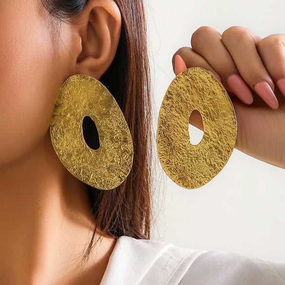 Wholesale Jewelry Iron Geometric Ushape Exaggerated Irregular Metal Earrings Electroplated For Women