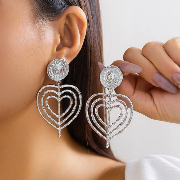 Wholesale Jewelry Iron Shell Ocean Style Geometric Heart Wave Drop Shape Electroplating Earrings For Women