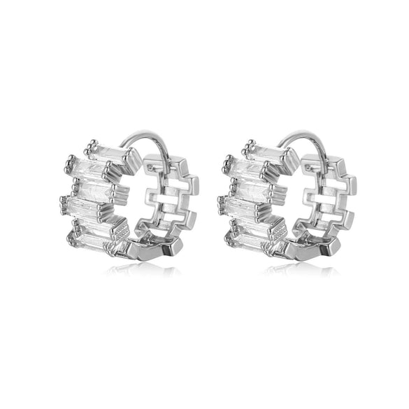 Wholesale Jewelry Irregular Zircon Ear Buckle Earrings Environmental Protection Copper Geometric Style