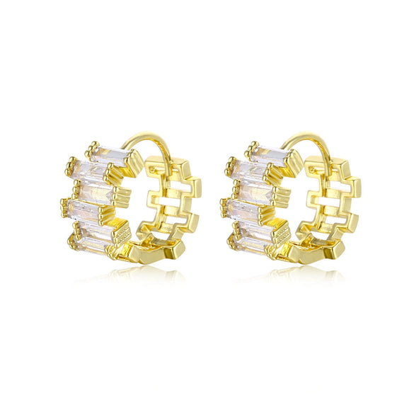 Wholesale Jewelry Irregular Zircon Ear Buckle Earrings Environmental Protection Copper Geometric Style